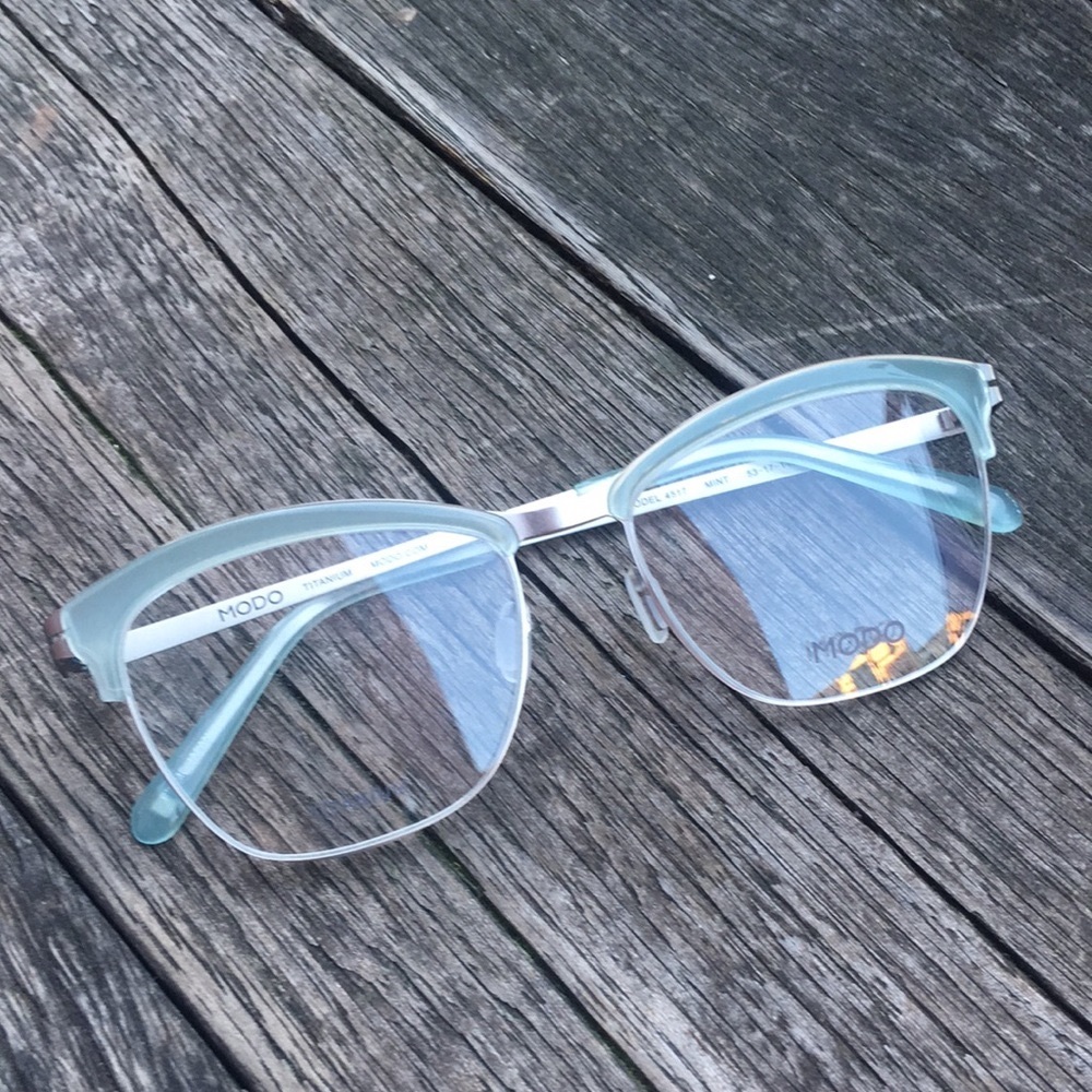 New Modo 4517 Mint Silver Titanium Browline Glasses Eyeglasses Japan
